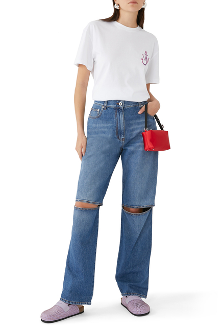 Cut-Out Bootcut Jeans