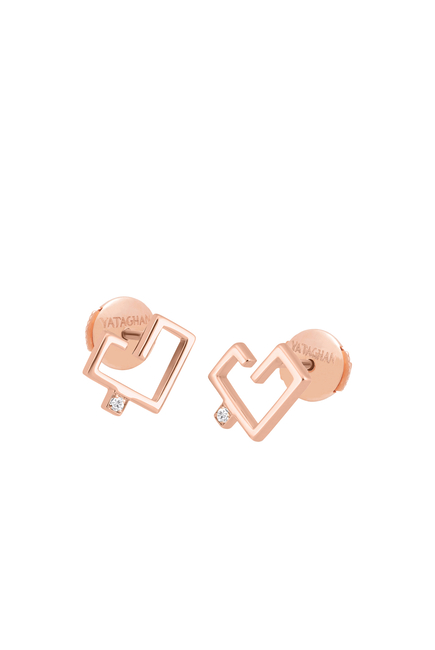 Single Hubb Earring, 18k Pink Gold & Diamond