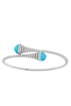 Cleo Slim Bangle, 18k White Gold with Turquoise & Diamonds