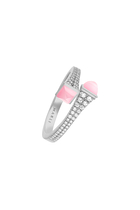 Cleo Slim Ring, 18k White Gold Pink Quartz & Diamonds