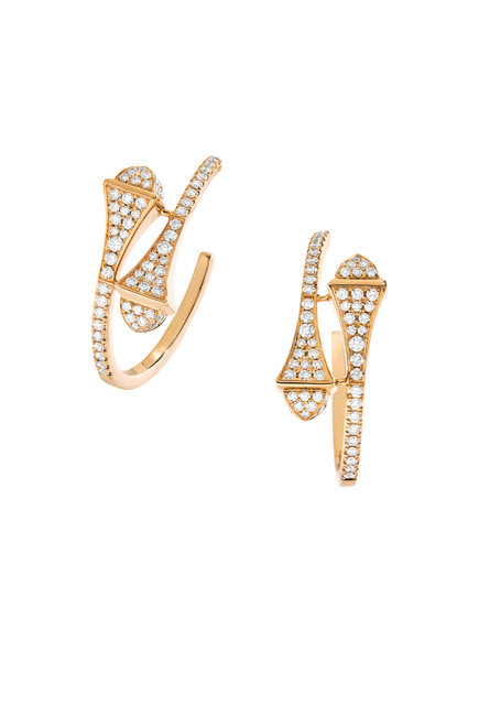 Cleo Small Hoop Earrings, 18k Rose Gold with Full Diamonds