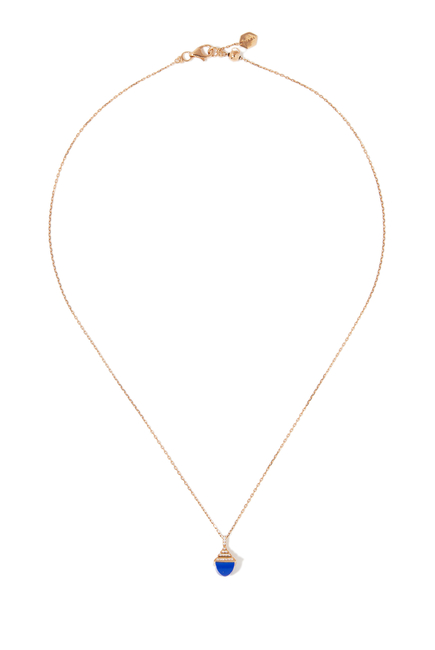 Cleo Mini Rev Pendant, 18k Rose Gold with Lapiz Lazuli & Diamonds