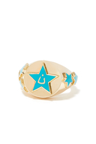 Letter Ein Star Signet Ring, 18k Yellow Gold