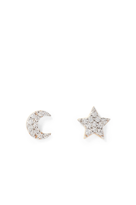 Star and Moon Pave Earrings