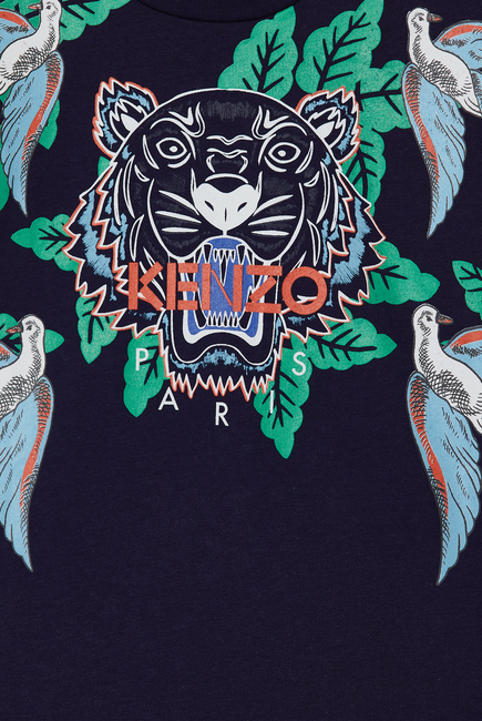 Tiger and Birds Print T-Shirt