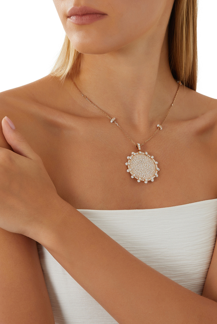 Tip-Top Statement Necklace, 18k Rose Gold with White Agate & Diamonds