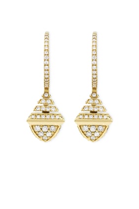 Cleo Rev Mini Full Diamonds Drop Earrings in 18kt Yellow Gold