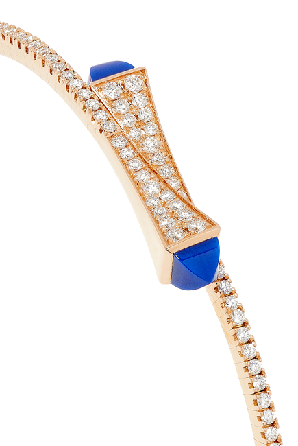 Cleo Slim Bangle, 18k Rose Gold with Lapis Lazuli & Diamonds