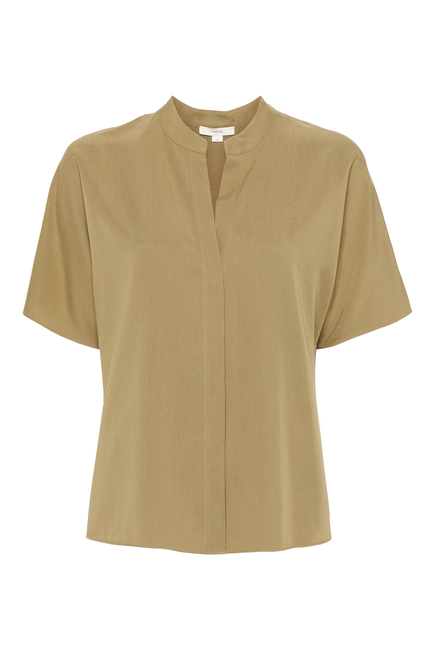 Band Collar Dolman Short-Sleeve Shirt