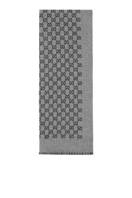 Double Jacquard GG Wool Scarf