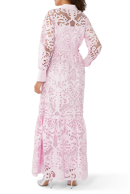 Pink Cotton Lace Maxi Dress