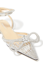 Double-Bow PVC & Crystal Ballerina Sandals