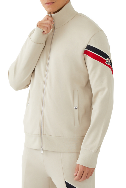 Tricolour Trim Zip-Up Sweatshirt