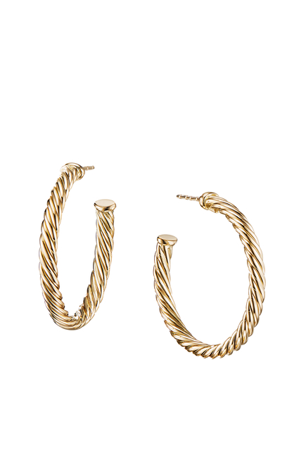 Cablespira Hoop Earrings, 18k Yellow Gold