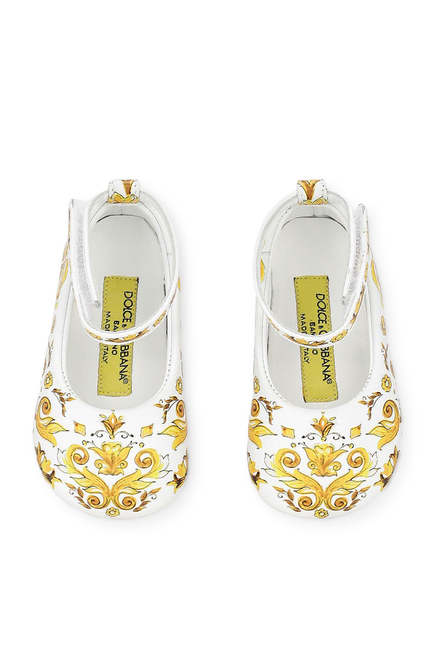 Kids Majolica Print Lambskin Ballet Flats