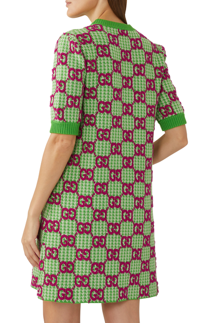 Green GG-bouclé houndstooth-wool mini dress, Gucci