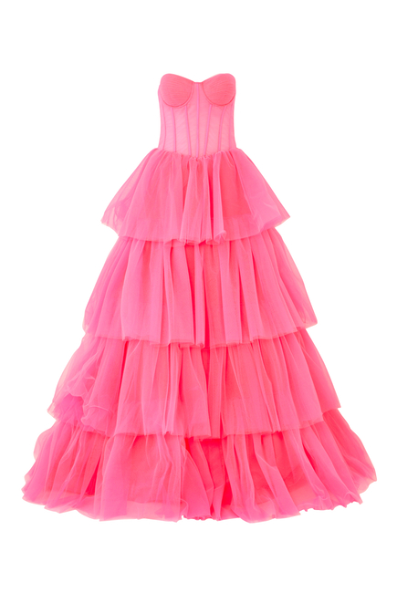 Corset Tiered Tulle Gown