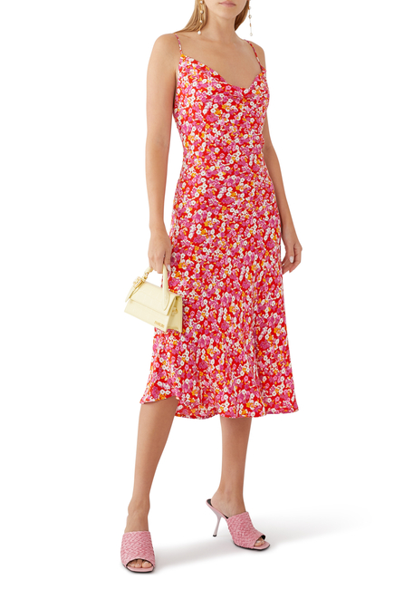 Reina Olga Jacquard Midi Strap Dress