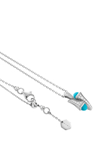 Cleo Turquoise and Pavé Diamond Huggie Pendant Necklace