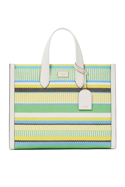 Manhattan Striped Woven Large Tote Bag