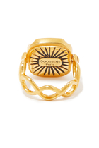 Cabochons Squared Ring, 24K Gold-Plated Brass & Rock Crystal