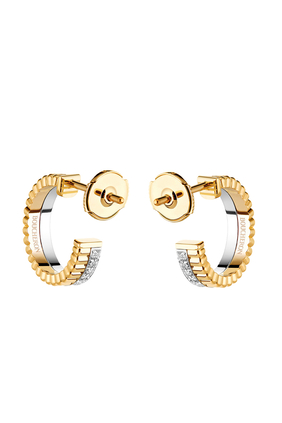 Quatre Radiant Edition Hoop Earrings, 18k Mixed Gold & Diamonds