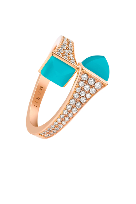 Cleo Midi Ring, 18k Rose Gold with Turquoise & Diamonds