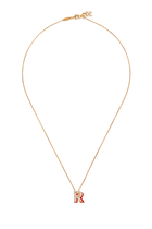 Letter R Silhouette Necklace, 18k Yellow Gold with Diamonds