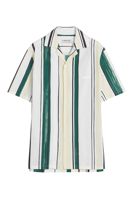 Printed Stripes Bowling Shirt