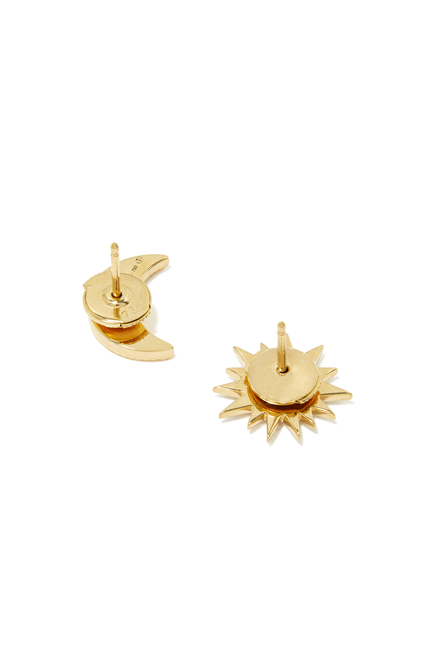 Sun & Moon Earrings, 18k Yellow Gold & Diamonds