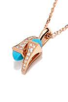 Cleo Huggie Pendant, 18k Rose Gold with Turquoise & Diamonds