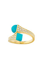 Cleo Midi Ring, 18k Yellow Gold with Turquoise & Diamonds