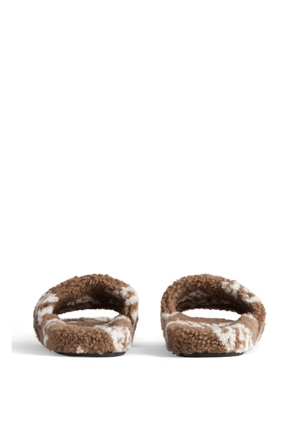 Furry Slide Sandals Allover Logo