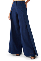 Spliced Wide-Leg Denim Pants