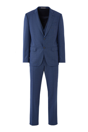 Wool-Blend Three-Piece Slim-Fit Suit