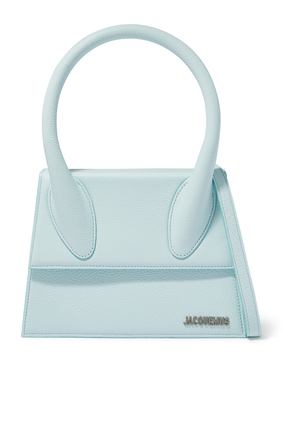 Jacquemus Le Chiquito Noeud Medium Leather Top-handle Bag In Light Green