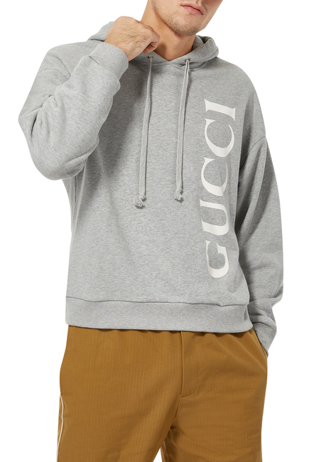 Gucci Logo Felt Jersey Hooded Sweatshirt