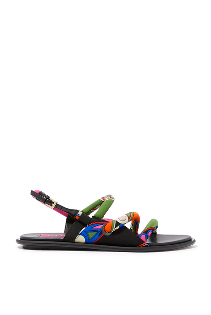 Marmo-Print Flat Sandals