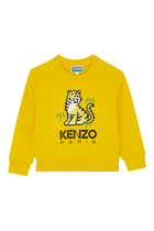 Kids Tiger Motif Cotton Sweatshirt