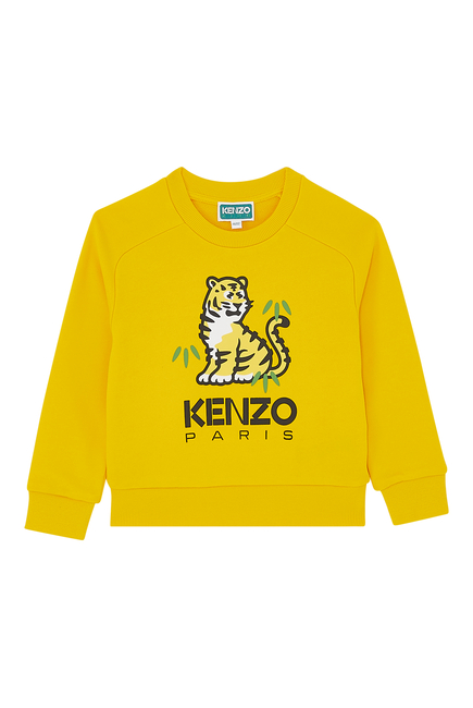 Kids Tiger Motif Cotton Sweatshirt