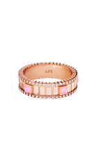 LIFE Ring, 18K Rose Gold, Diamonds & Pink Opal