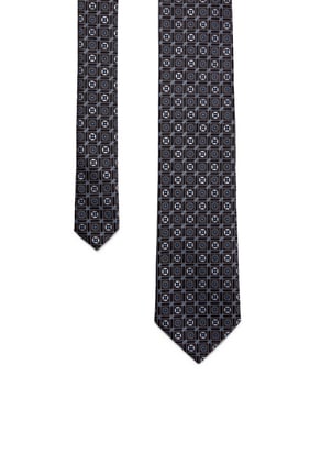 Dark Blue Geometric Silk Tie