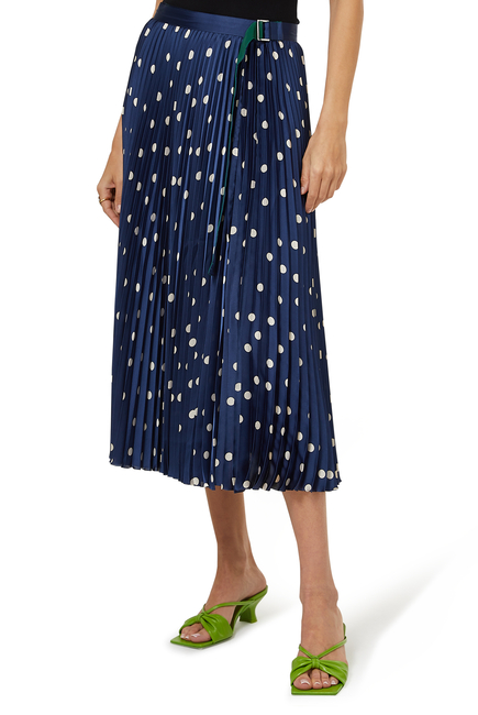 Pleated Polka Dots Midi Skirt