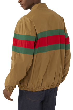 Web Stripe Cotton Track Jacket in Brown - Gucci
