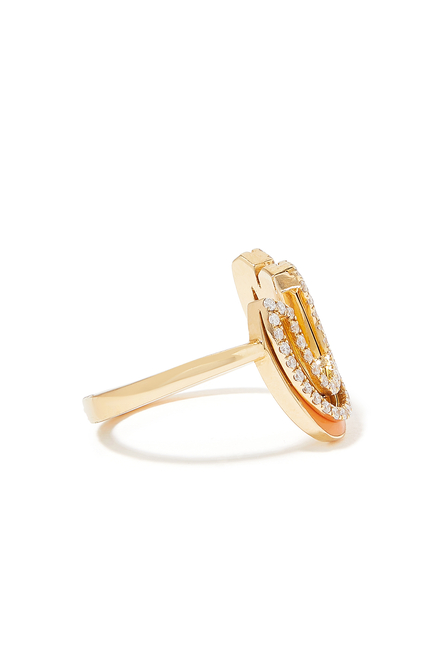 Letter S Silhouette Ring, 18k Yellow Gold with Diamonds