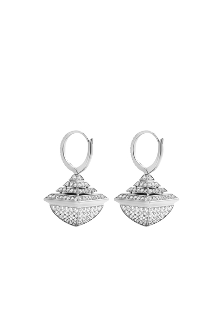 Cleo Drop Earrings, 18k White Gold & Full Diamonds