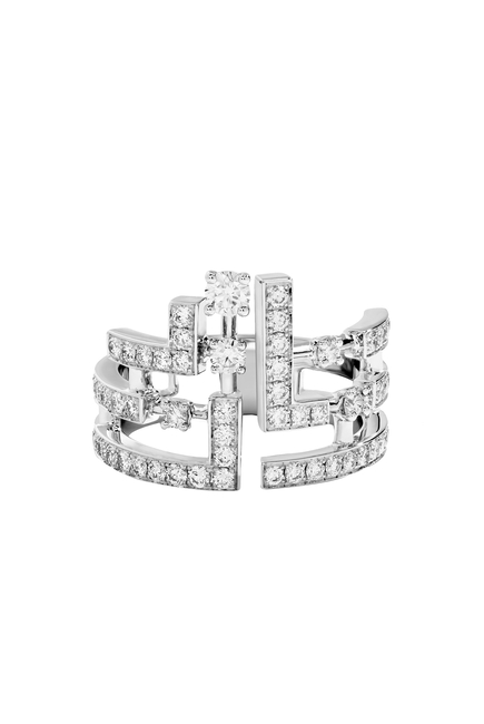 Avenues Crown Ring, 18k White Gold with Full Diamonds