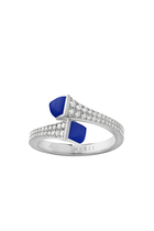 Cleo Slim Ring, 18k White Gold Lapis Lazuli & Diamonds