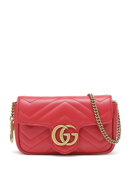Gucci GG Marmont matelasse super mini bag red chevron leather