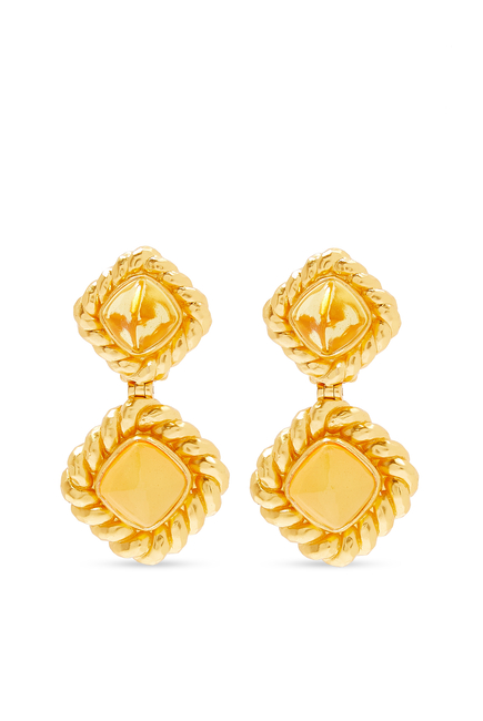 Carlotta Drop Earrings, 24k Gold-Plated Brass & Yellow Quartz